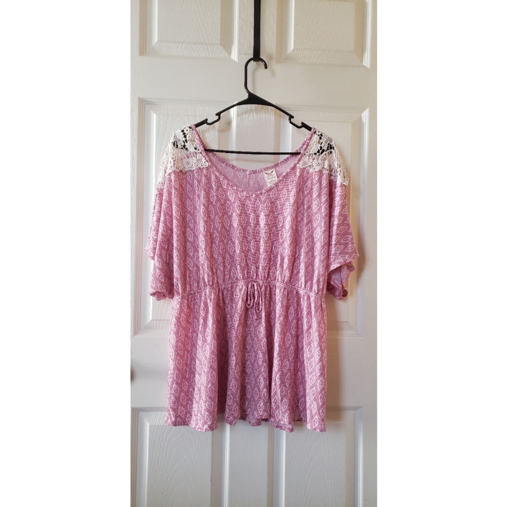 Tribal Blouse with Crocheted Sleeves